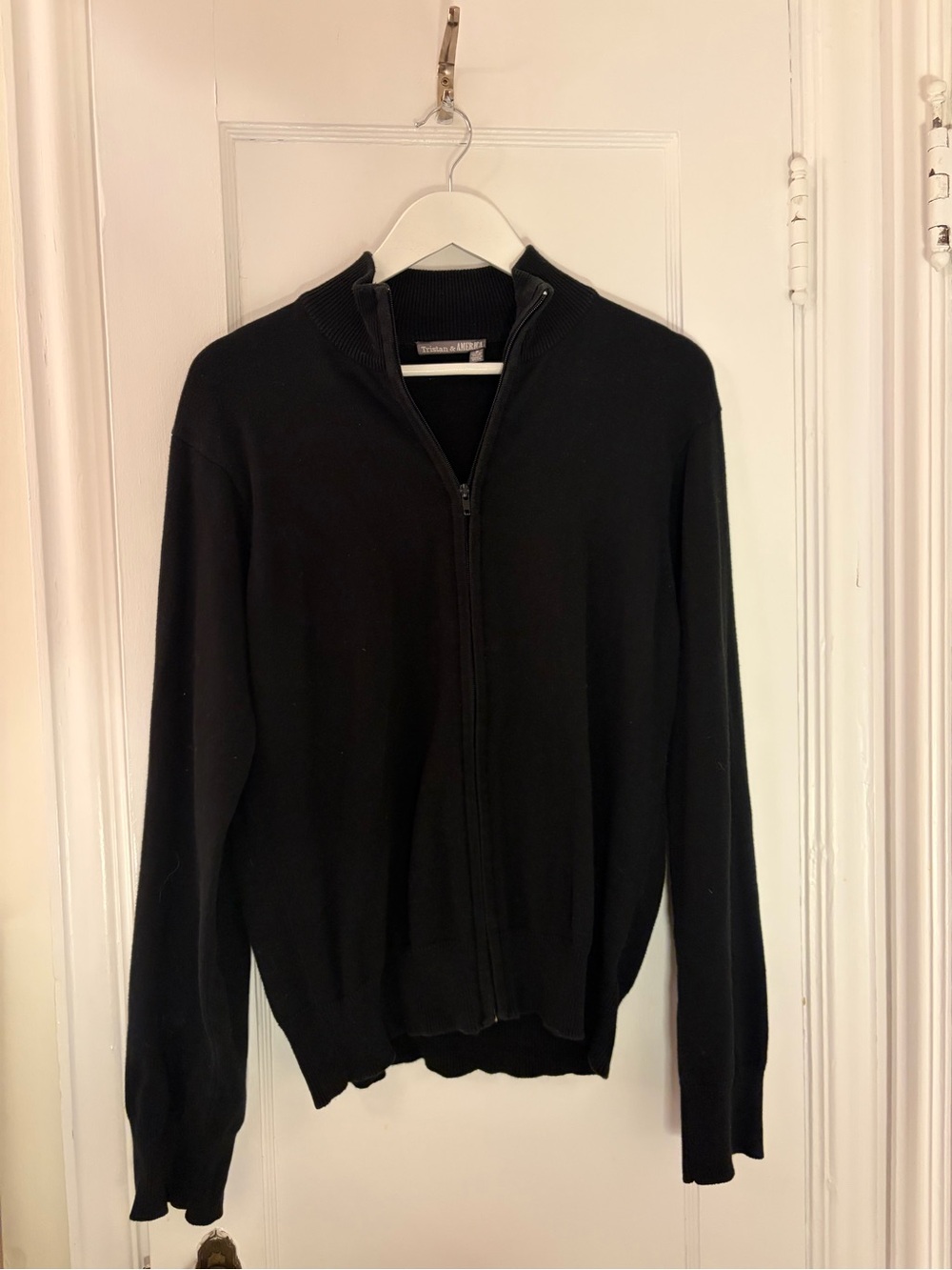 Men's Zip-Up Knit Sweater Jacket - Black